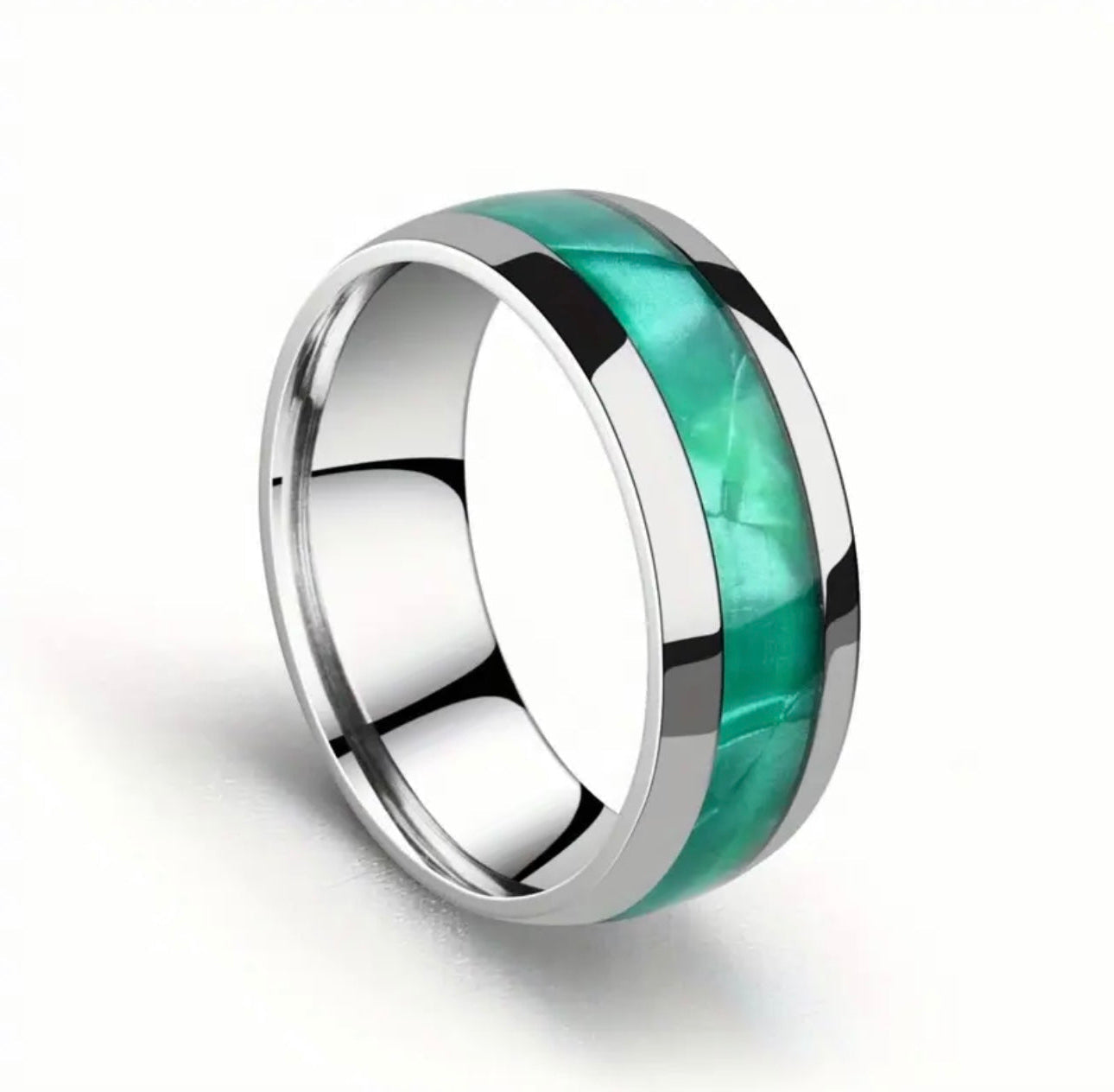 Shell Inlay Steel Ring