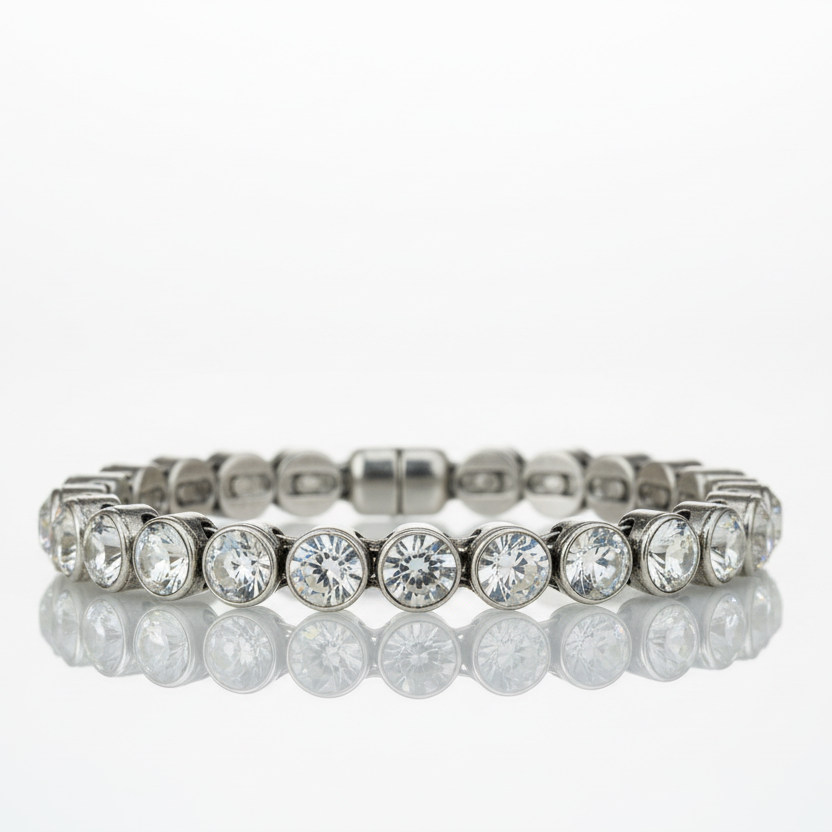 Clear Silver Magnetic Clasp Bracelet