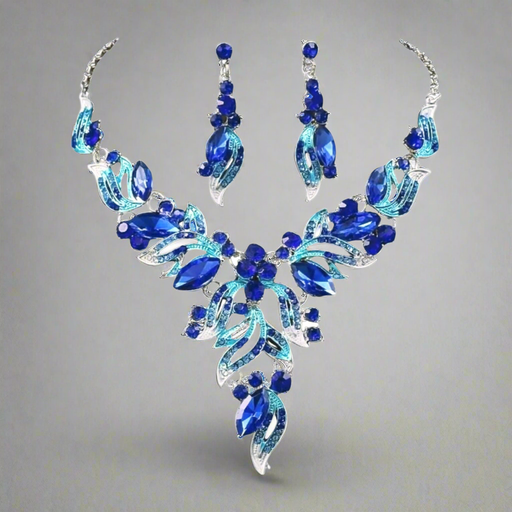 Blue Leaves Jewelry Set