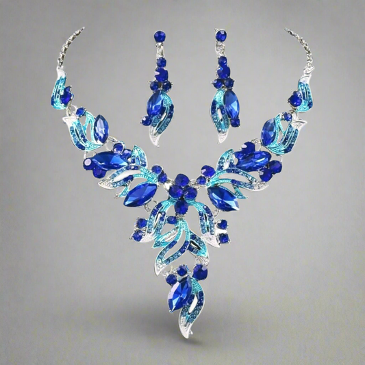 Blue Leaves Jewelry Set