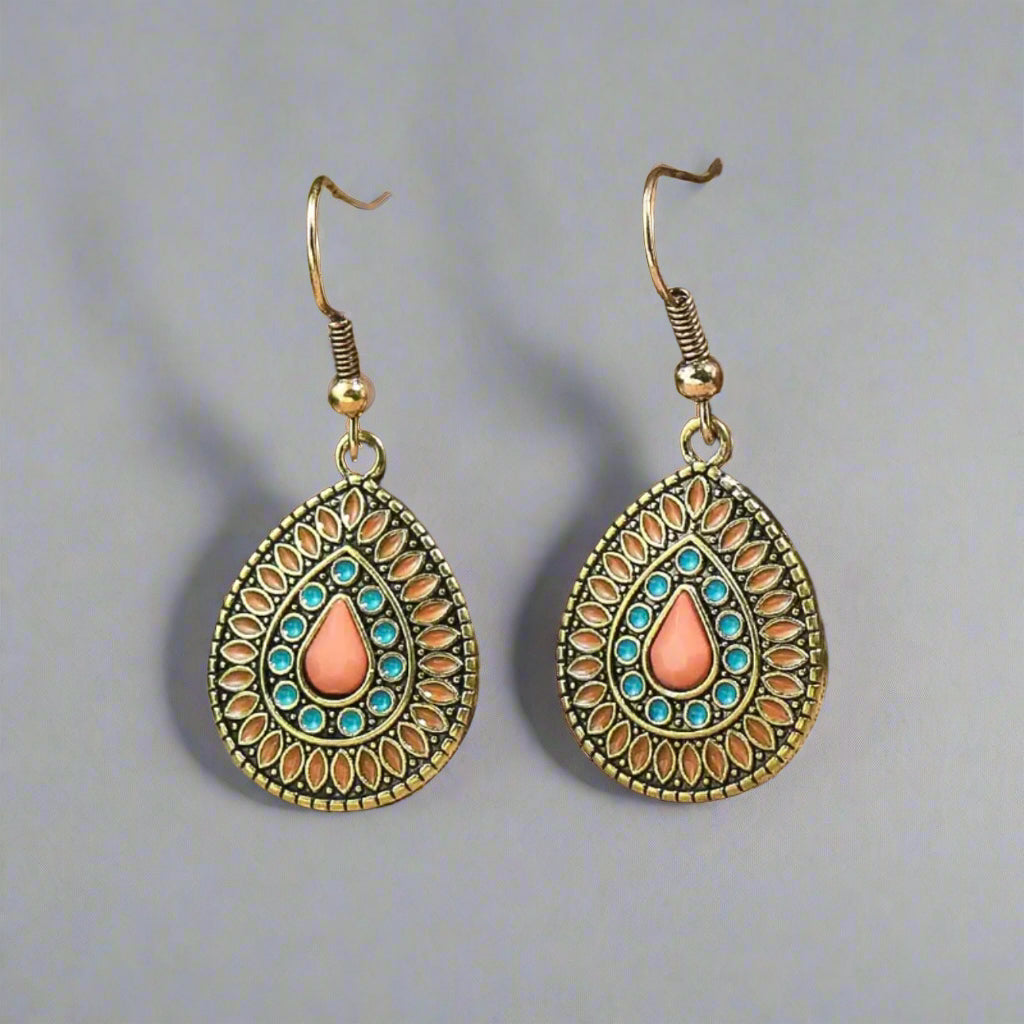 Peach Turquoise Earring Set
