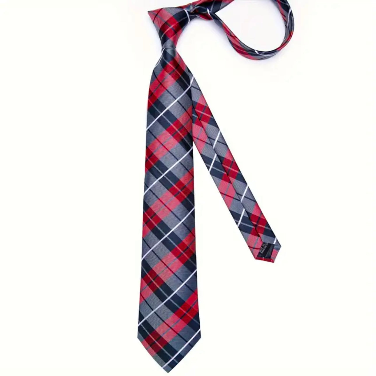 Red White Blue Plaid Necktie Set