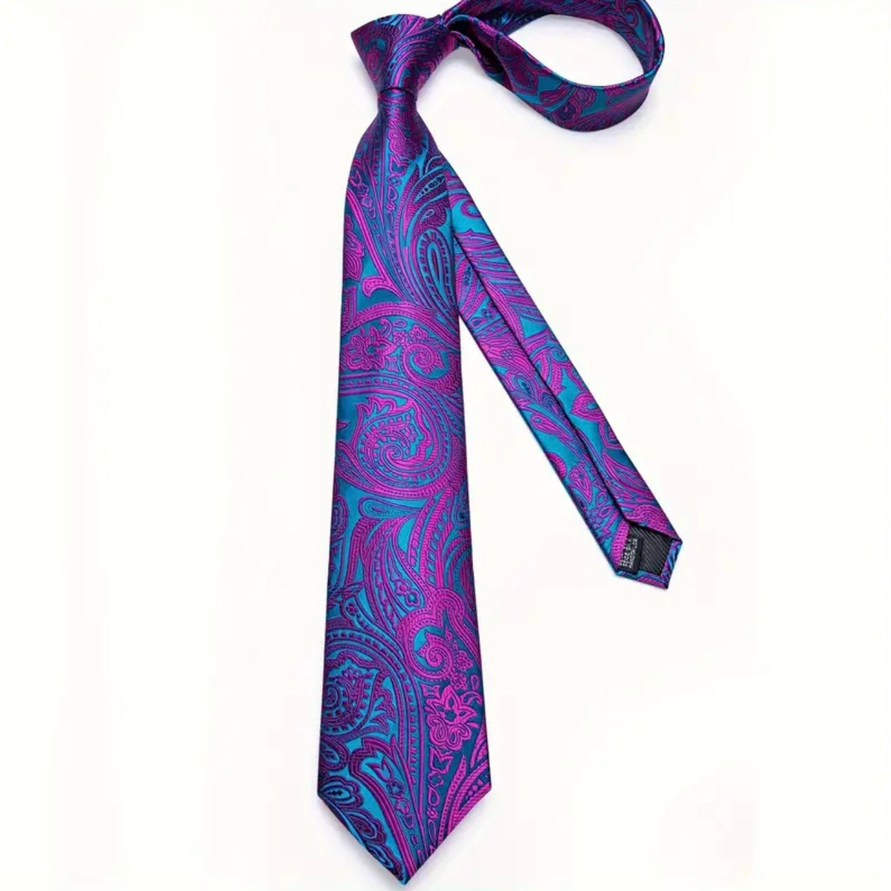 Pink Blue Paisley Necktie Set
