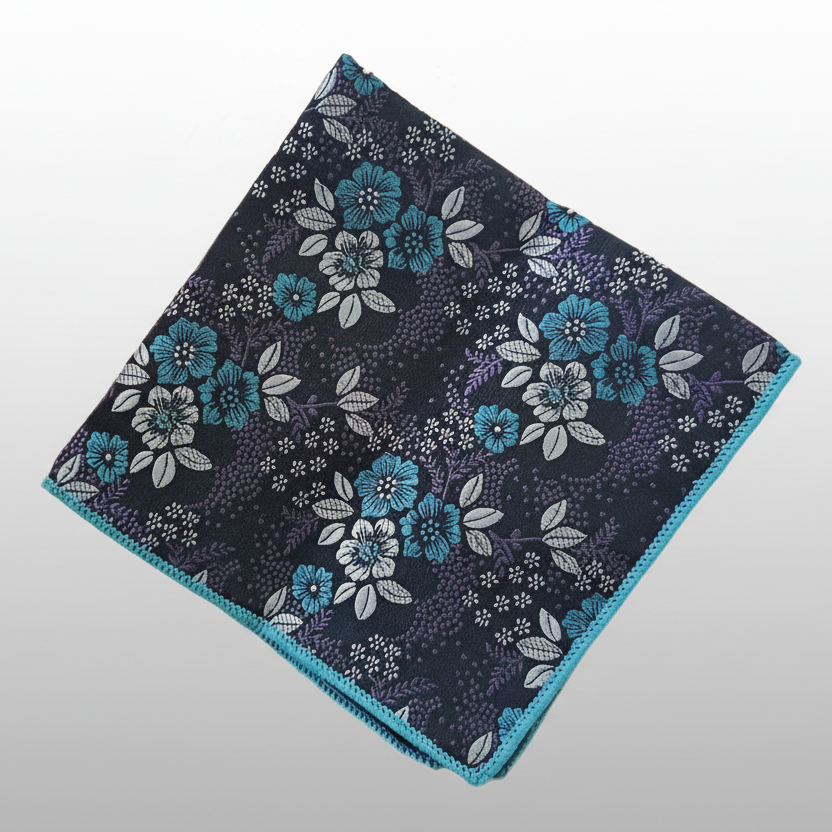 Blue Floral Pocket Square
