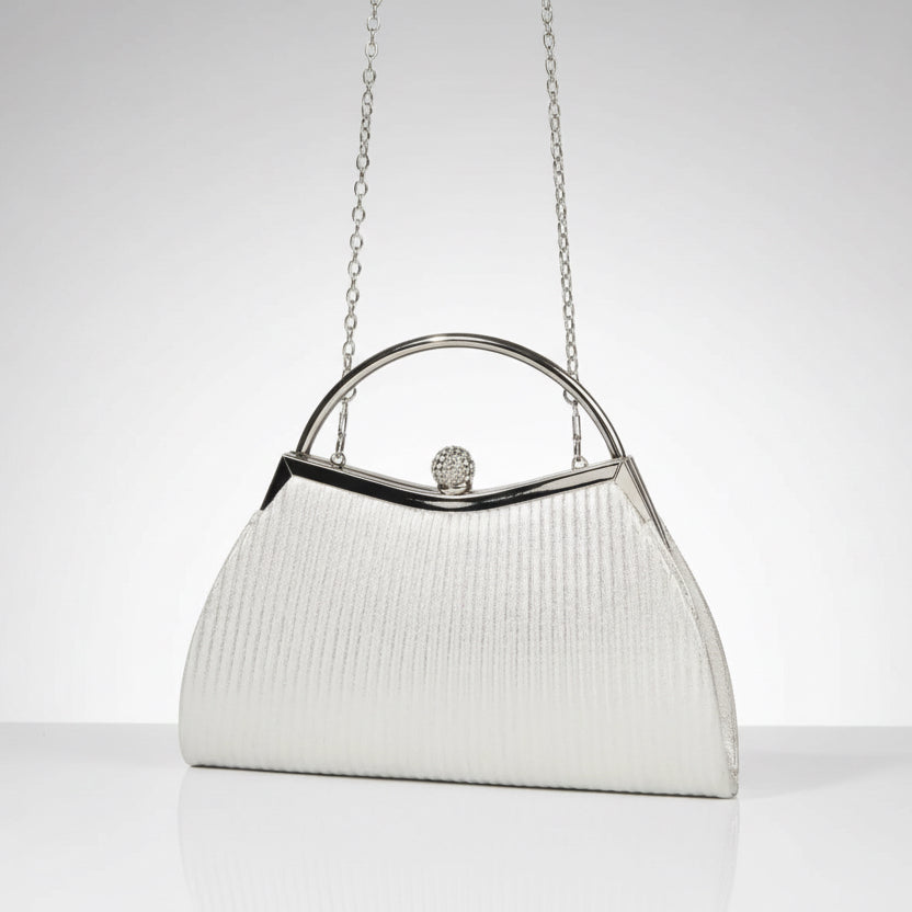 Metallic Pleats A-Line Evening Bag