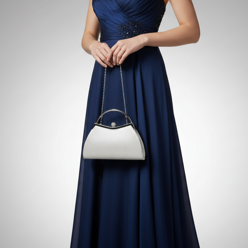 Metallic Pleats A-Line Evening Bag