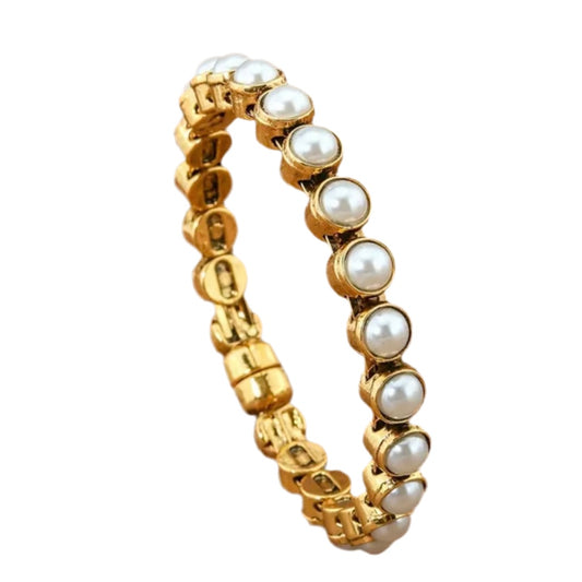 Pearl Gold Magnetic Clasp Bangle Bracelet