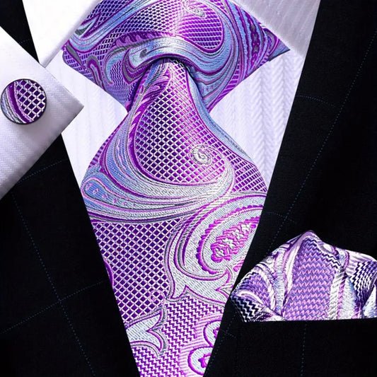 Purple Paisley Necktie Set