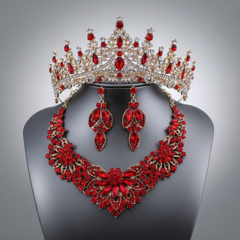 Floral Jewelry Set & Tiara