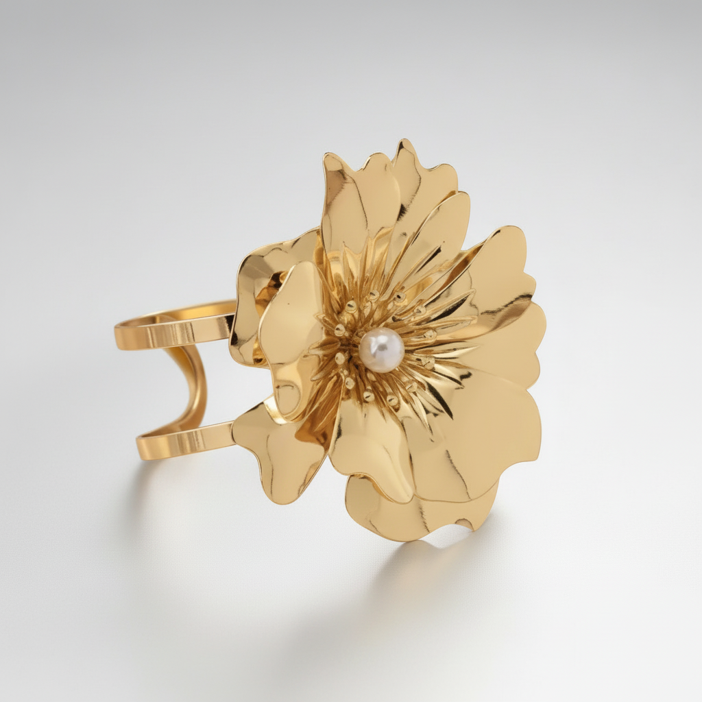 Gold Floral Cuff Bracelet