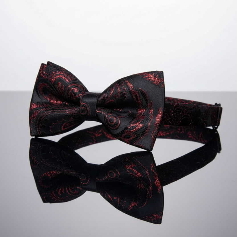 Black Red Bow Tie Set
