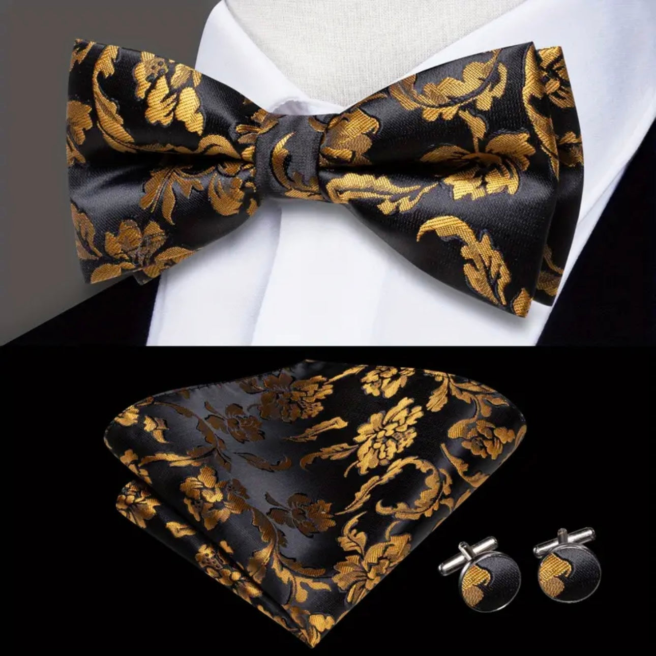 Black Gold Toffee Bowtie Set