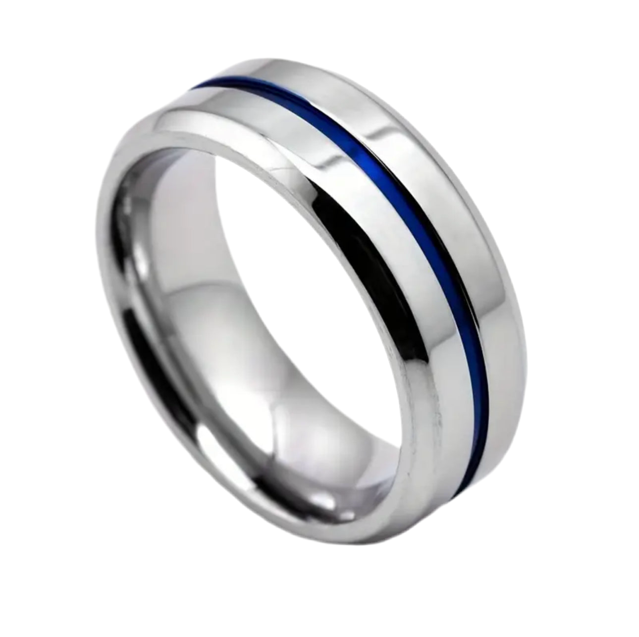 Blue Line Stainless Steel Ring