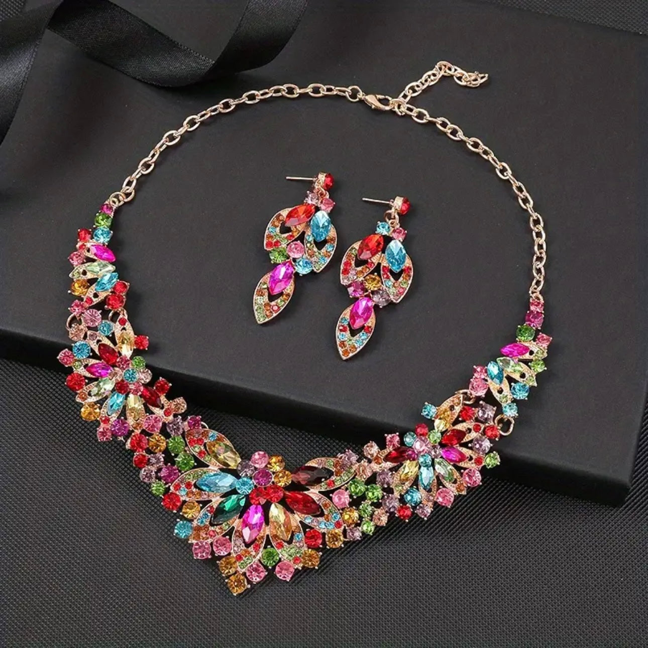 Multicolor Flowers Jewelry Set