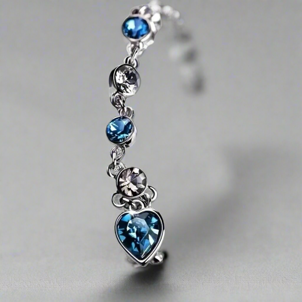 Blue Clear Heart Bracelet