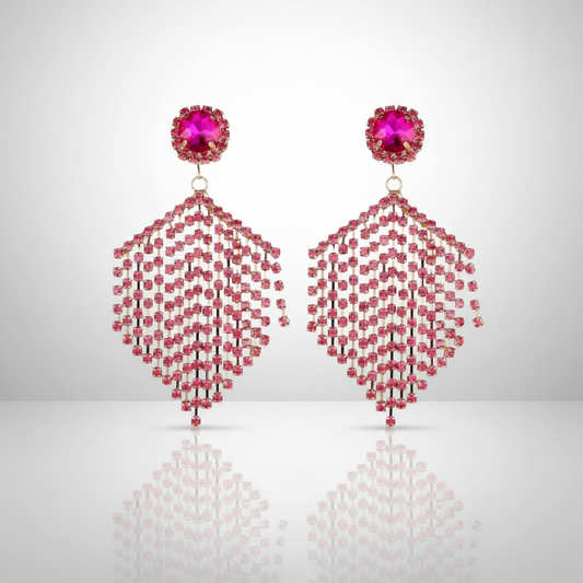 Rose Red Pink Tassel Earrings