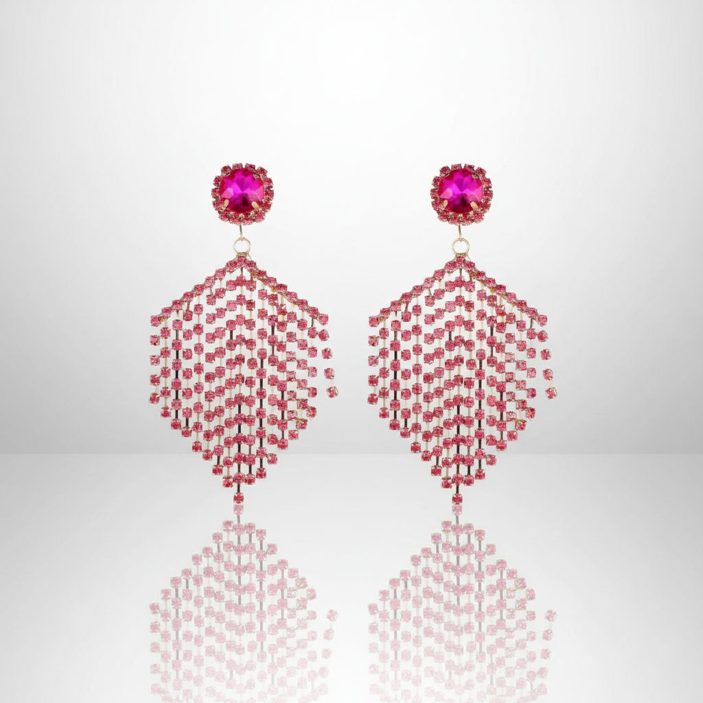 Rose Red Pink Tassel Earrings