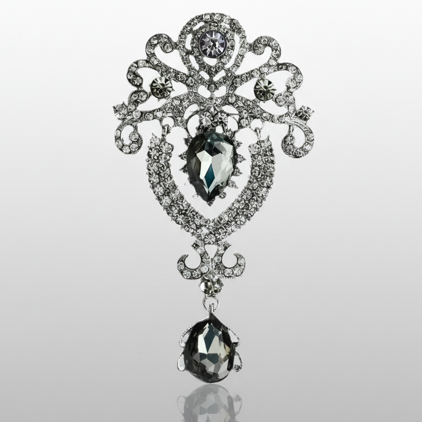 Vintage Royalty Brooch Pin Clear