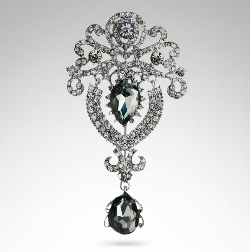 Vintage Royalty Brooch Pin Clear