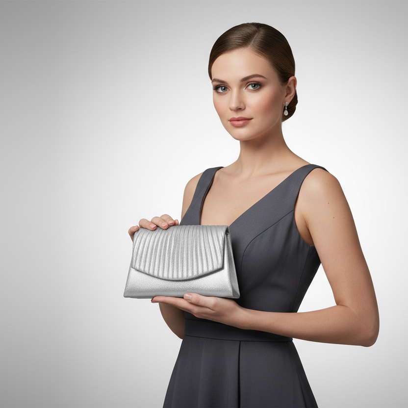 Metallic Pleated Clutch