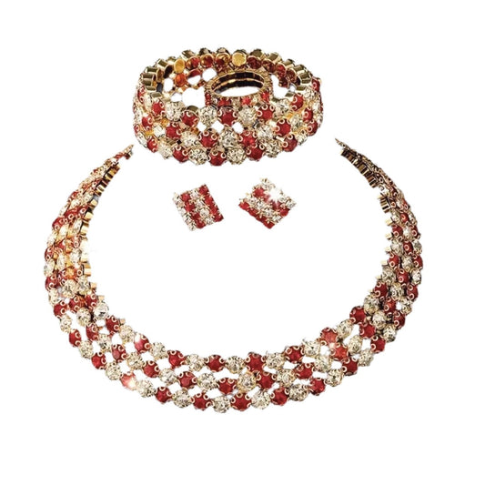 Red Rhinestone Jewelry Set