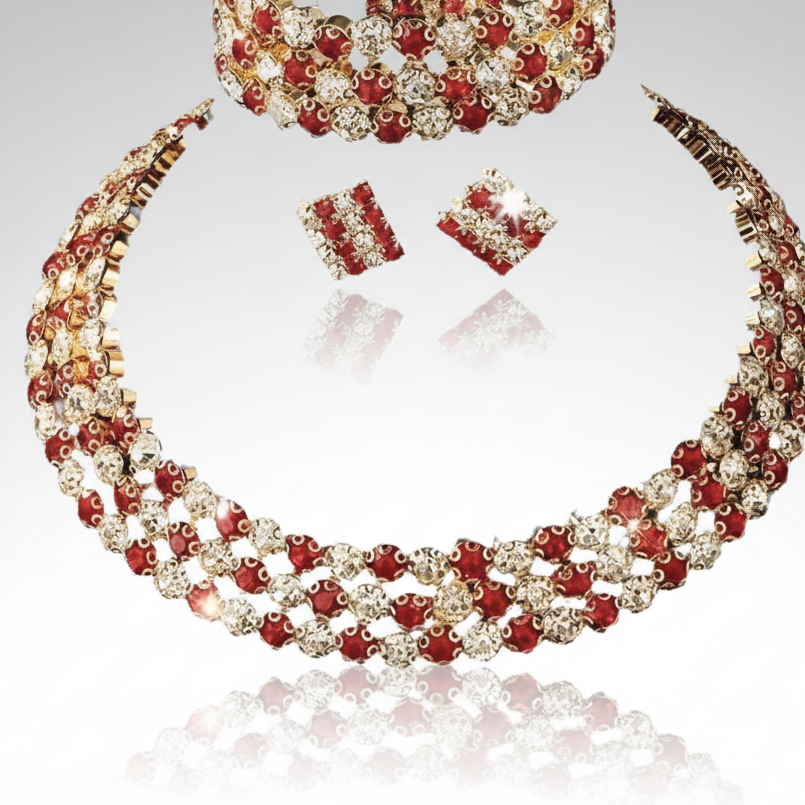 Red Rhinestone Jewelry Set
