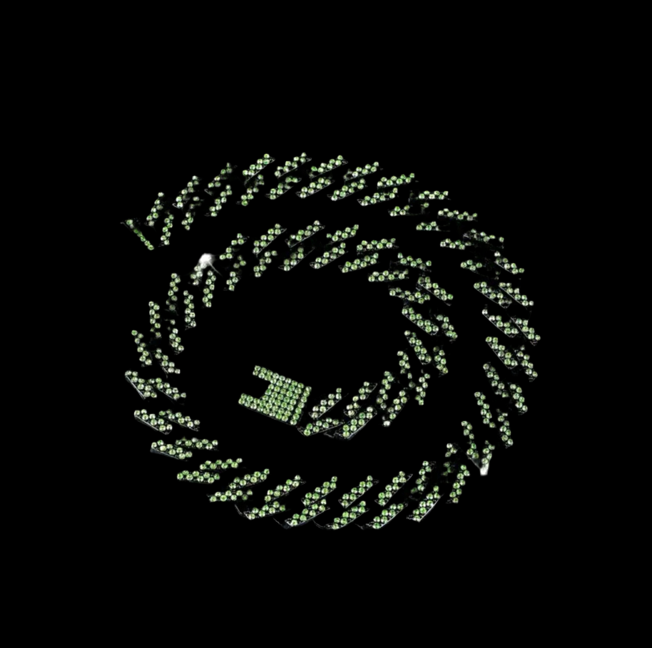 Green Black Cuban Chain Necklace