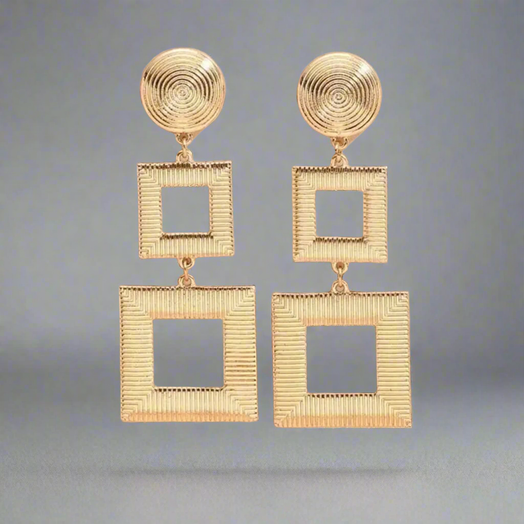 Gold Square Earrings