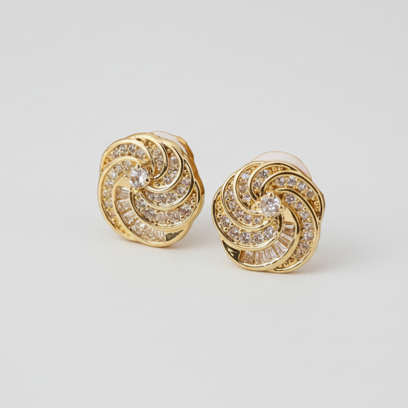 Swirl Clip Stud Earrings