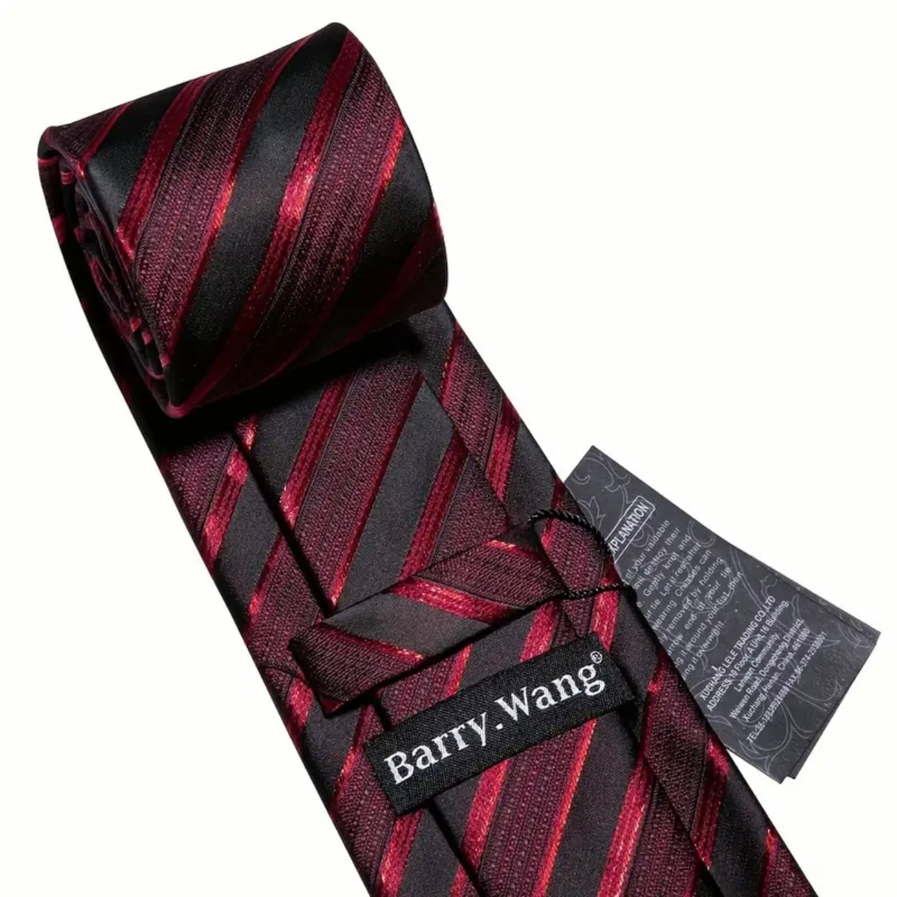 Red Black Stripe Necktie Set