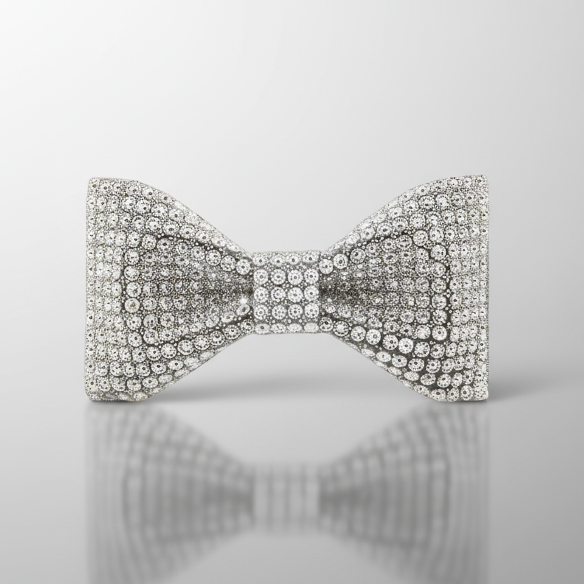 Silver Beaded Bowtie