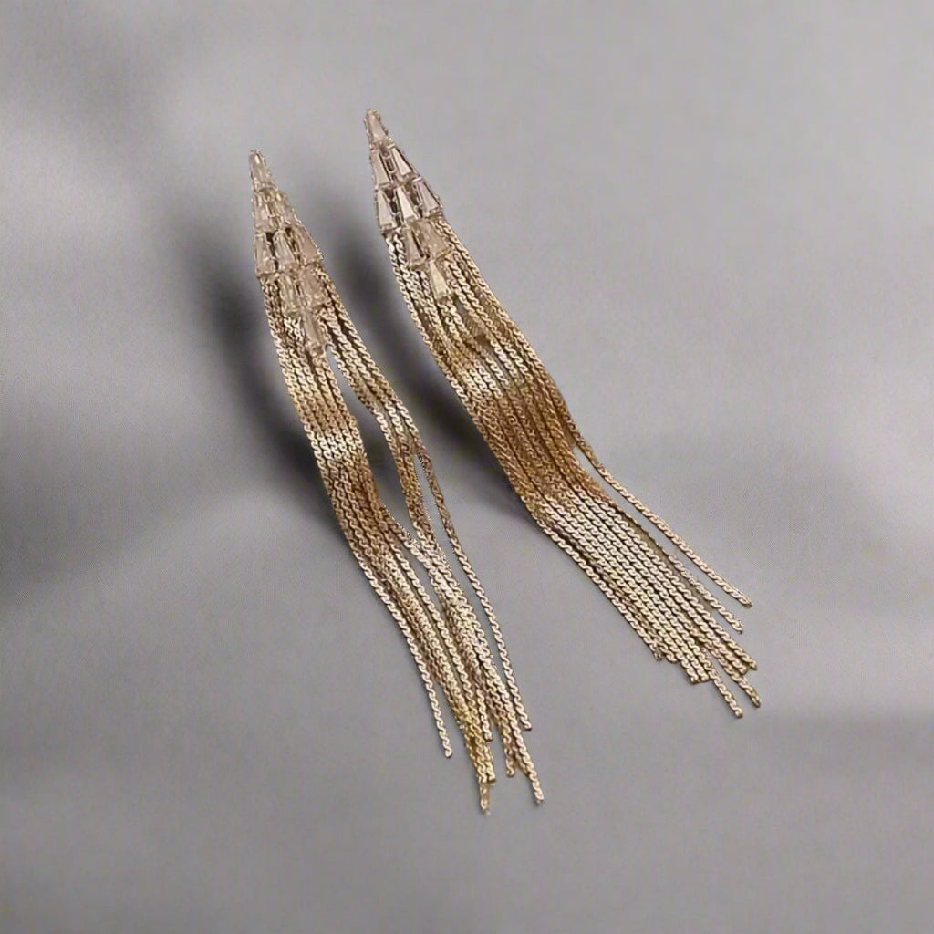 Gold Chain Tassel Earrings