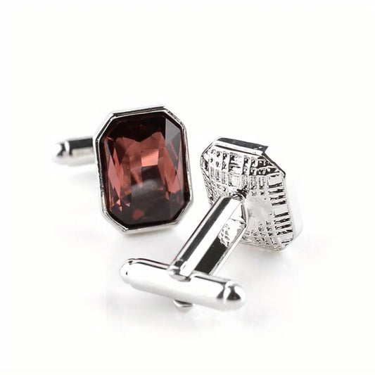 Maroon Rhinestone Cufflinks