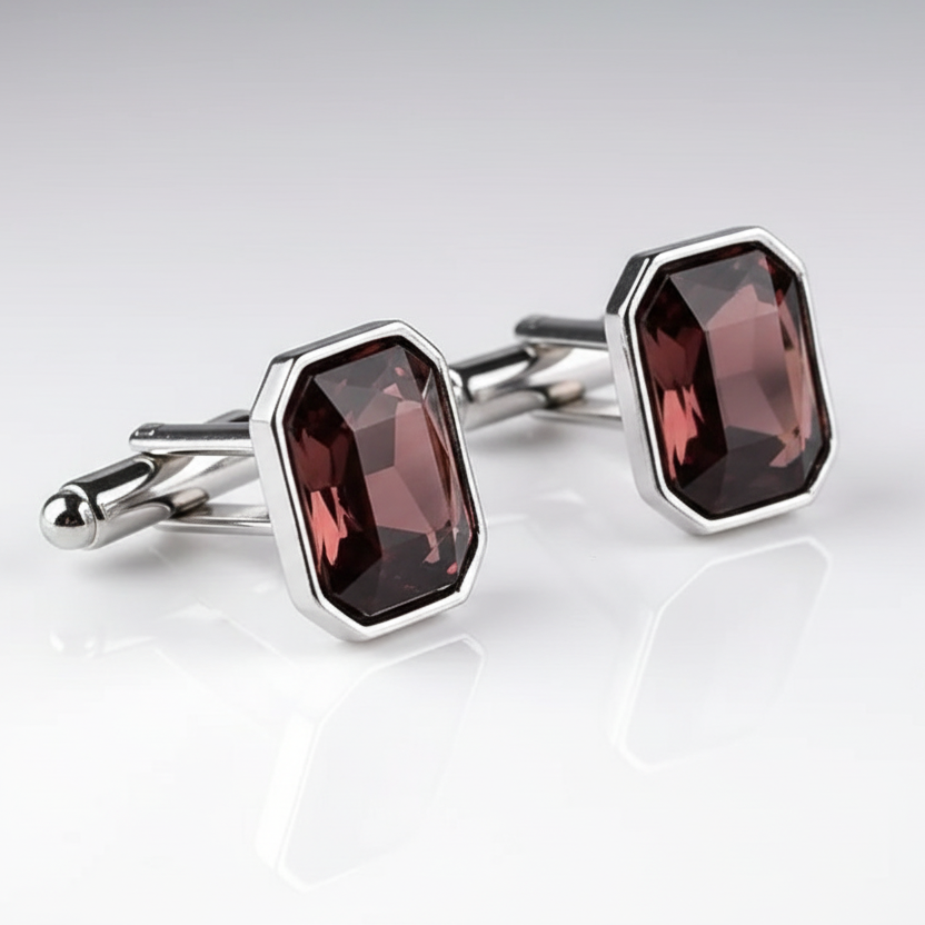 Maroon Rhinestone Cufflinks