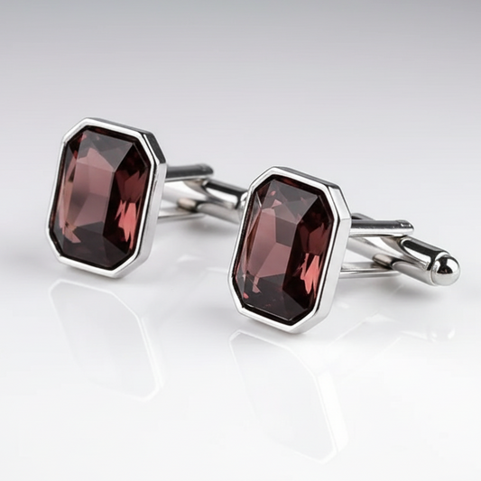 Maroon Rhinestone Cufflinks