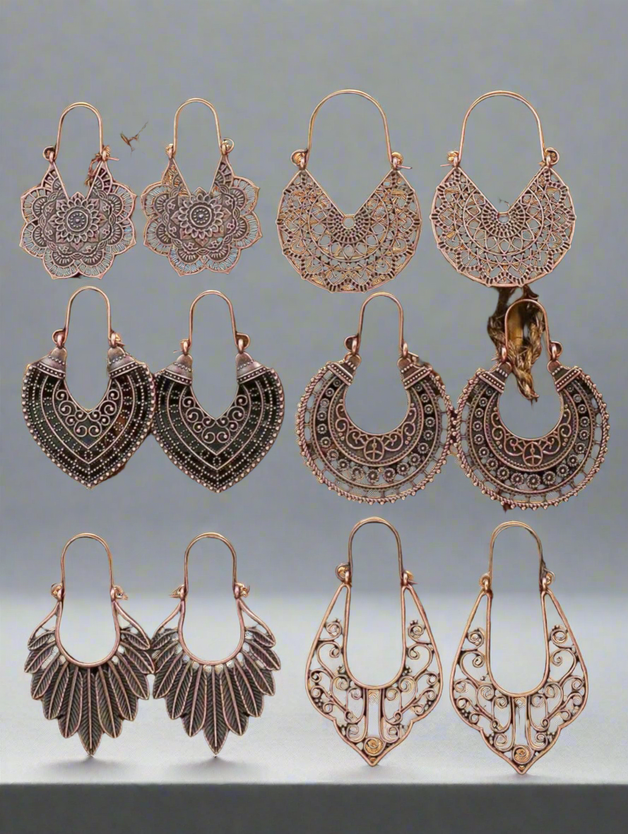 Retro Bronze Tone Earrings