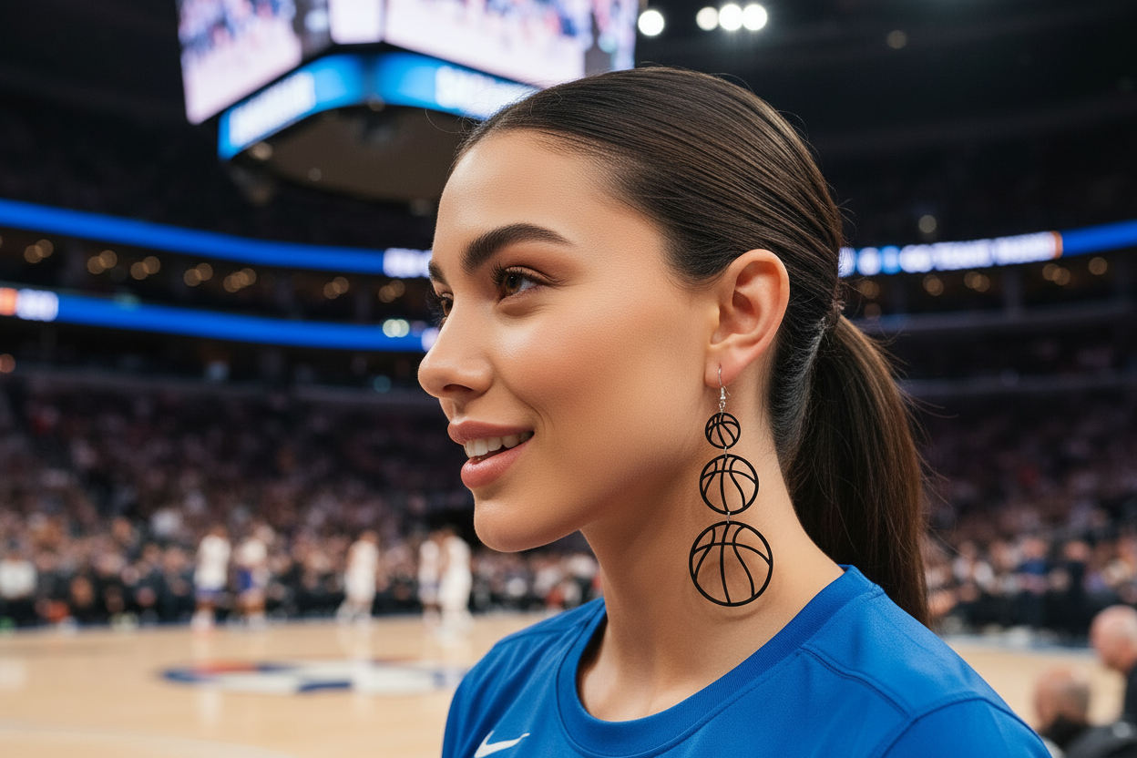Basketball Black Dangle Earrings