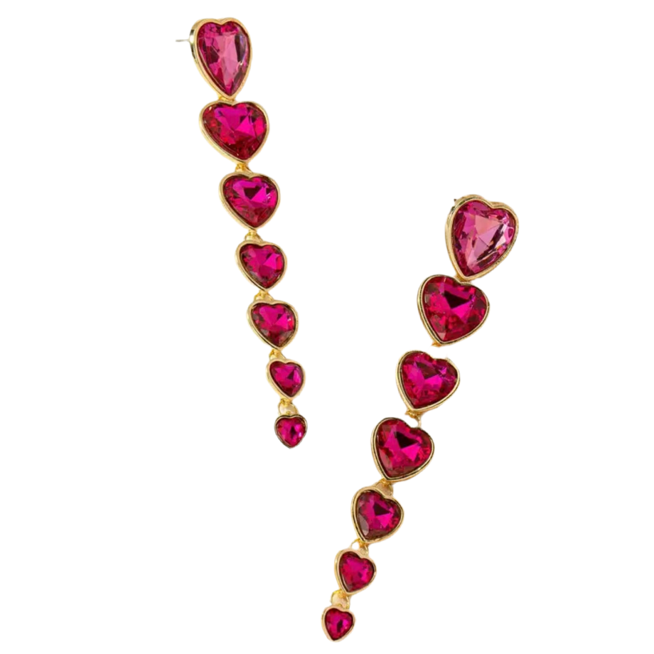 Rose Red Pink Heart Earrings