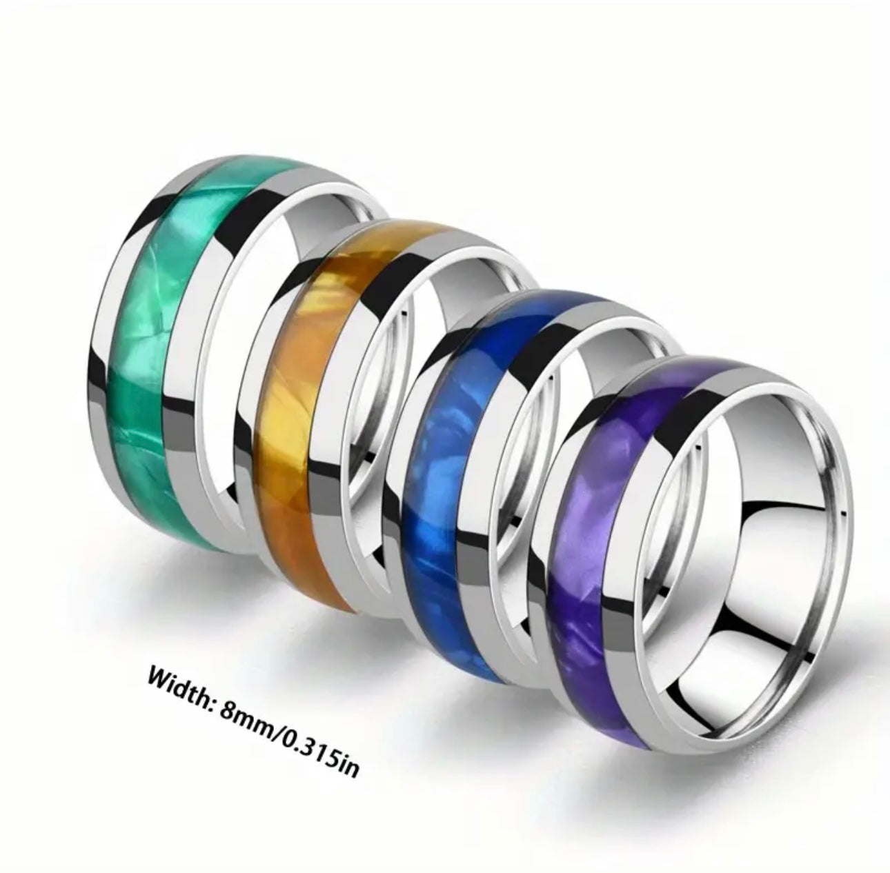 Shell Inlay Steel Ring