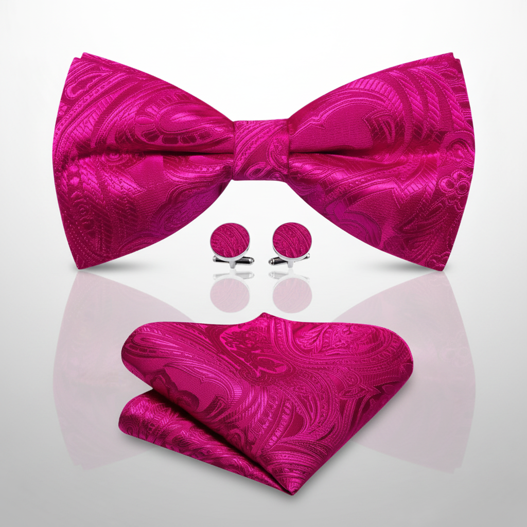 Rose Red Pink Bow Tie Set