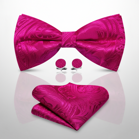 Rose Red Pink Bow Tie Set