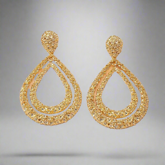 Gold Double Water Drop Earrings