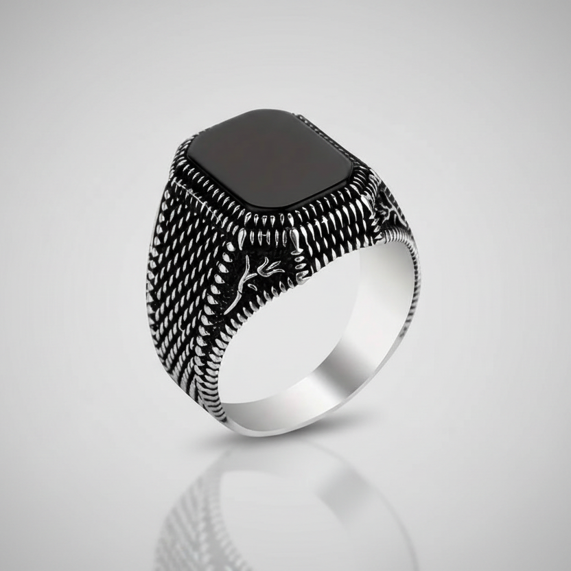 Black & Silver Signet Ring