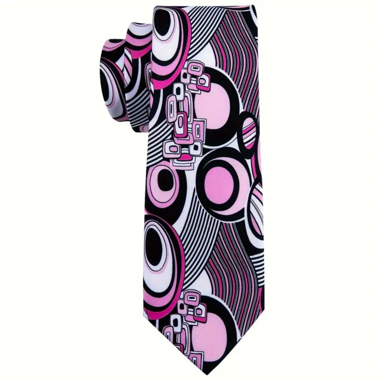 Pink Black White Necktie Set