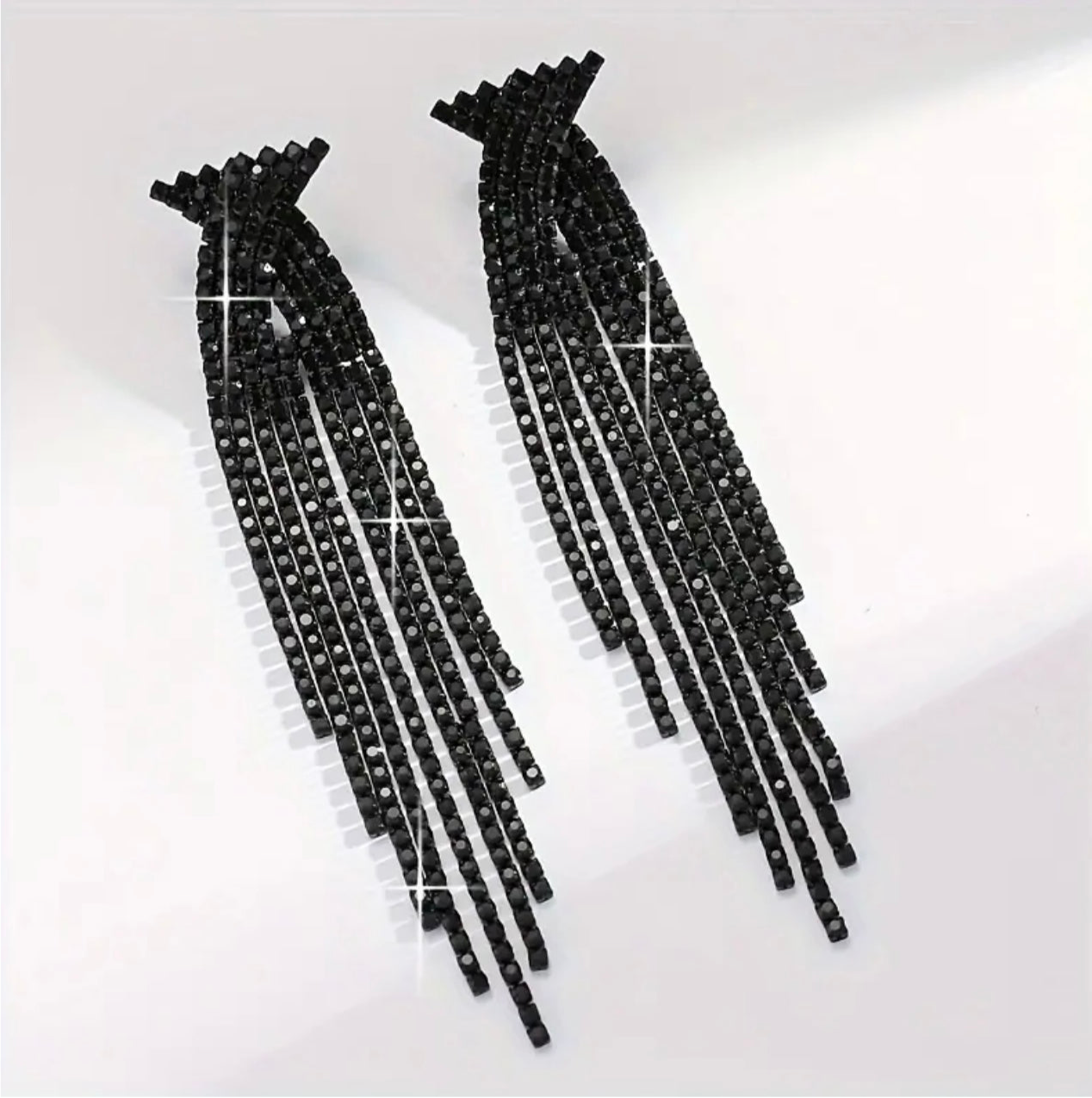 Black Art Deco Tassel Earrings
