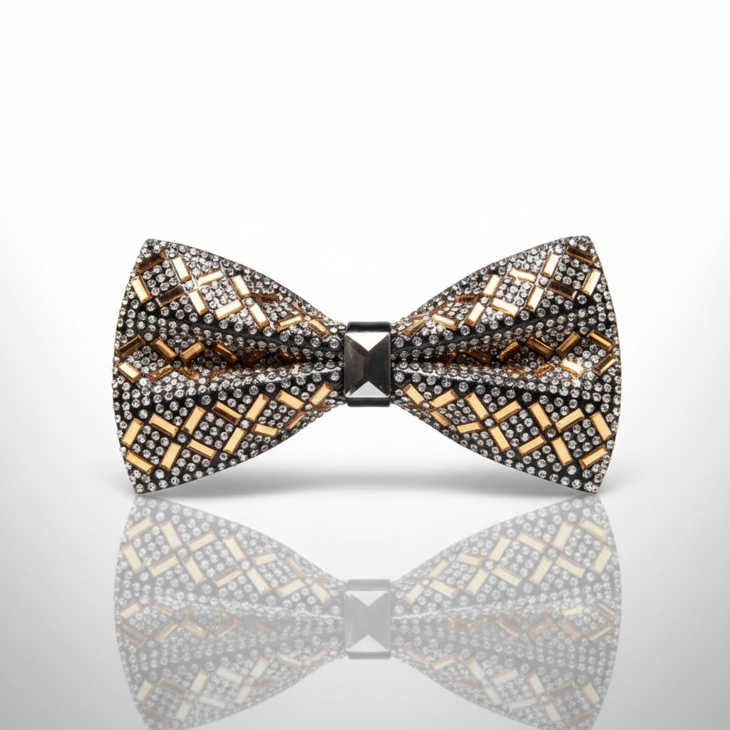 Gold Rhinestone Bow Tie