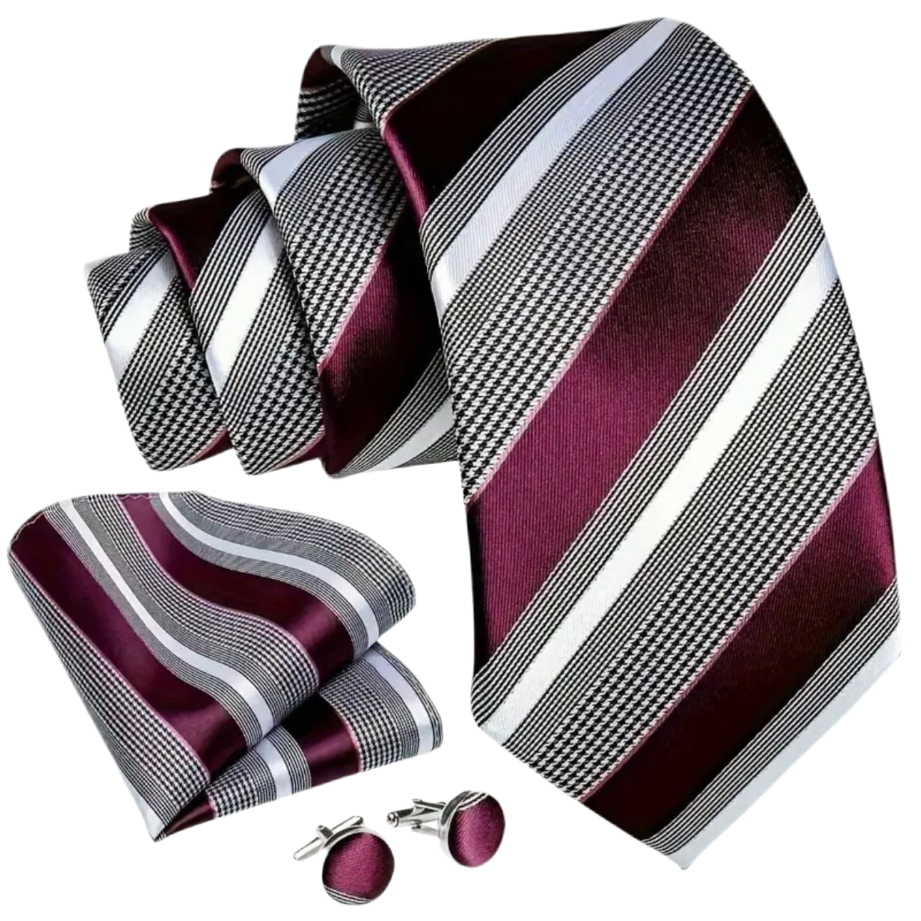 Burgundy Stripe Necktie Set