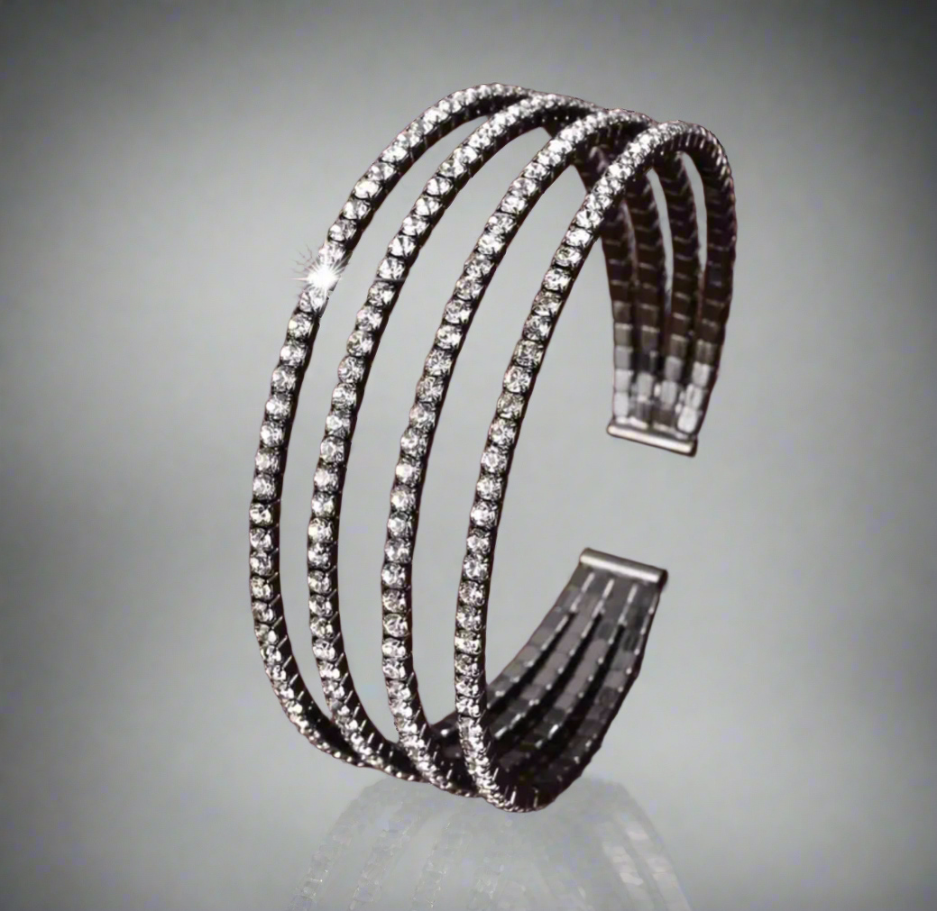 Clear Zircon Black Cuff Bracelet