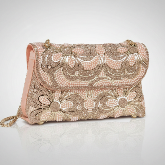 Blush Pearl & Rhinestone Evening Bag