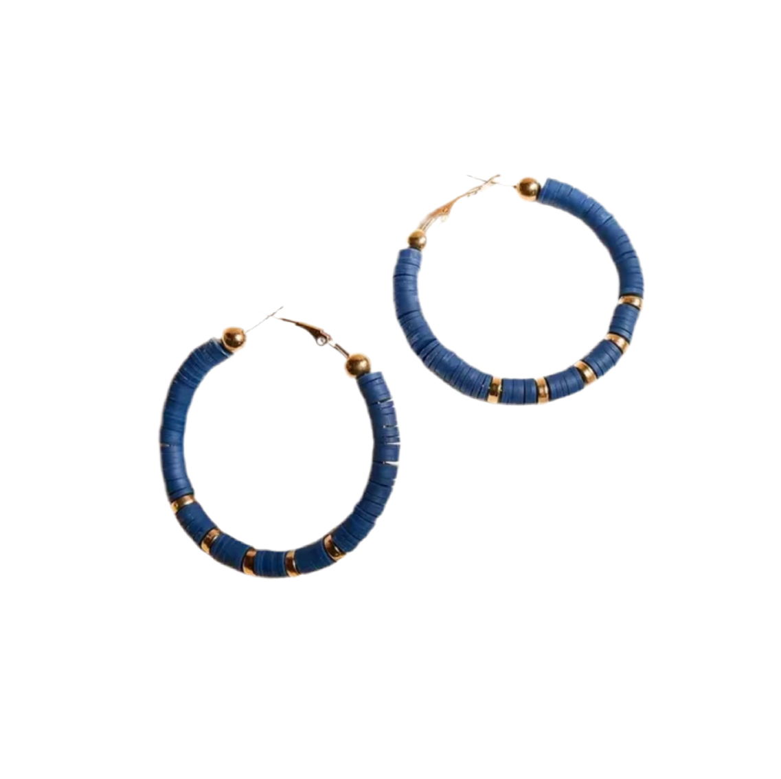 Blue Gold Hoop Earrings